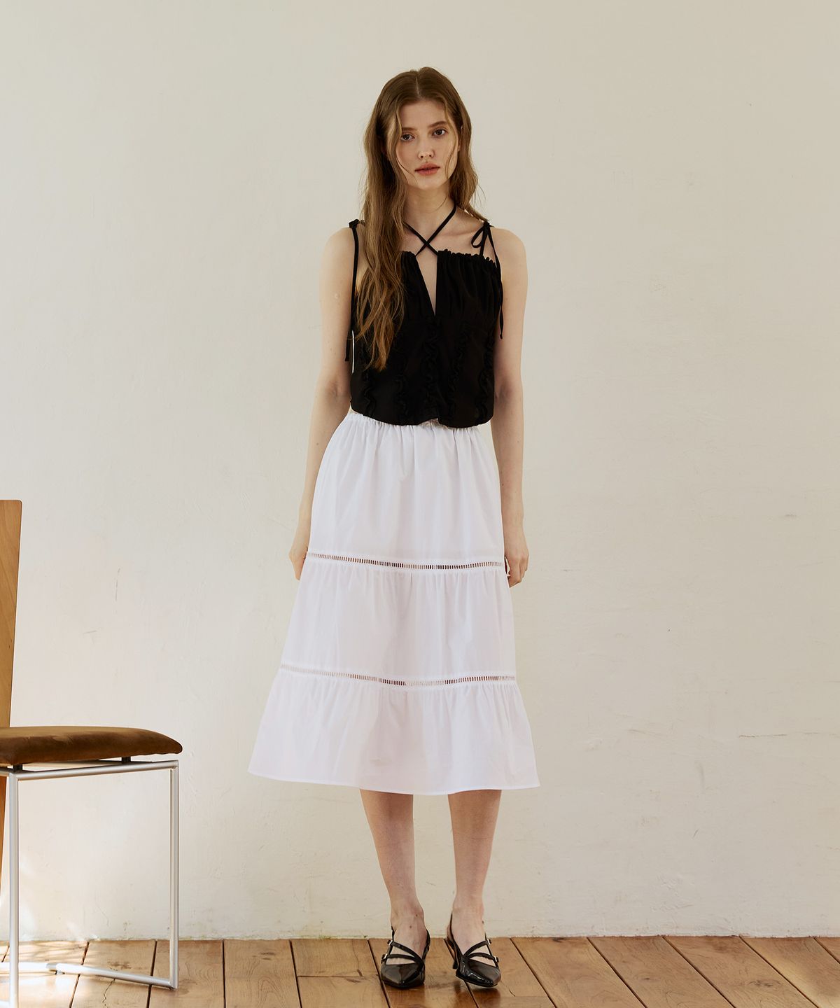 아리킴(ARIKIM) MUSE TIERED MIDI SKIRT / WHITE