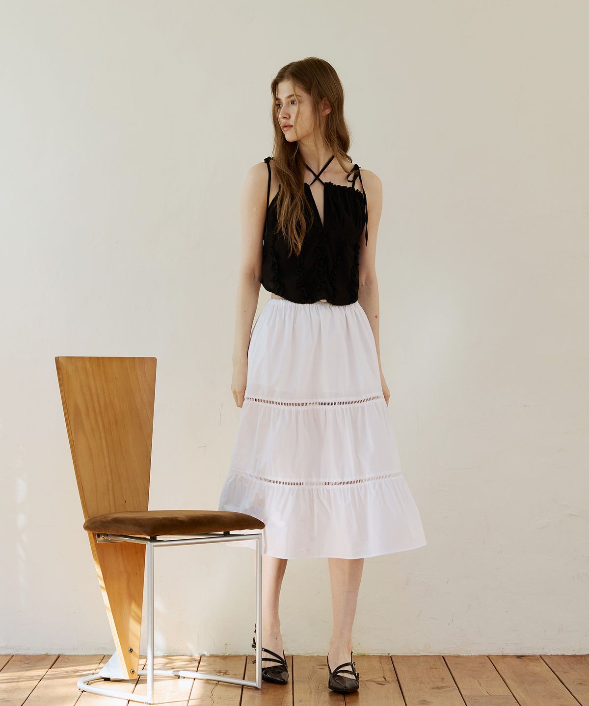 아리킴(ARIKIM) MUSE TIERED MIDI SKIRT / WHITE