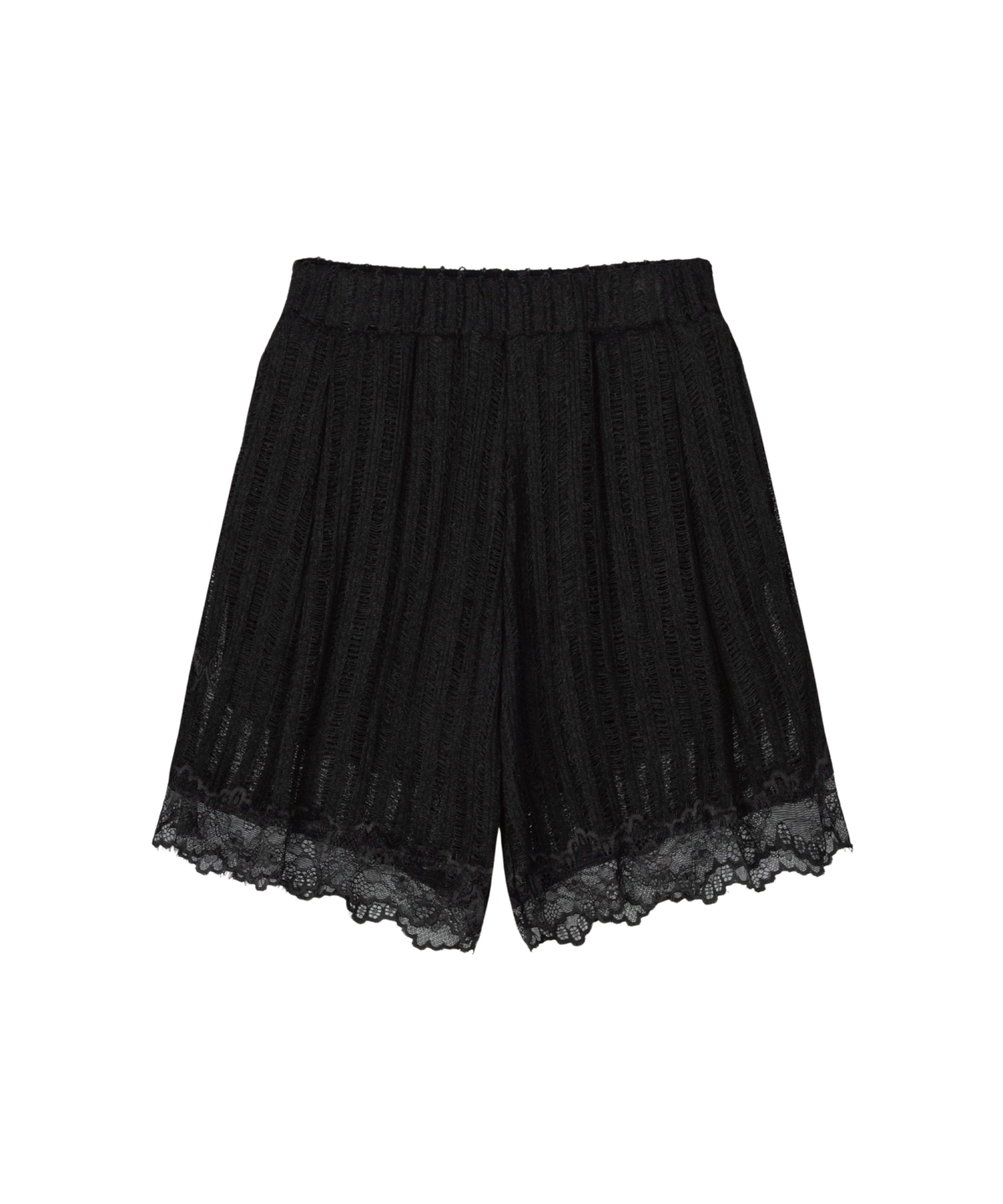구월십일(GUWOLSIBIL) KNIT MASH SKIRT PANTS BLACK