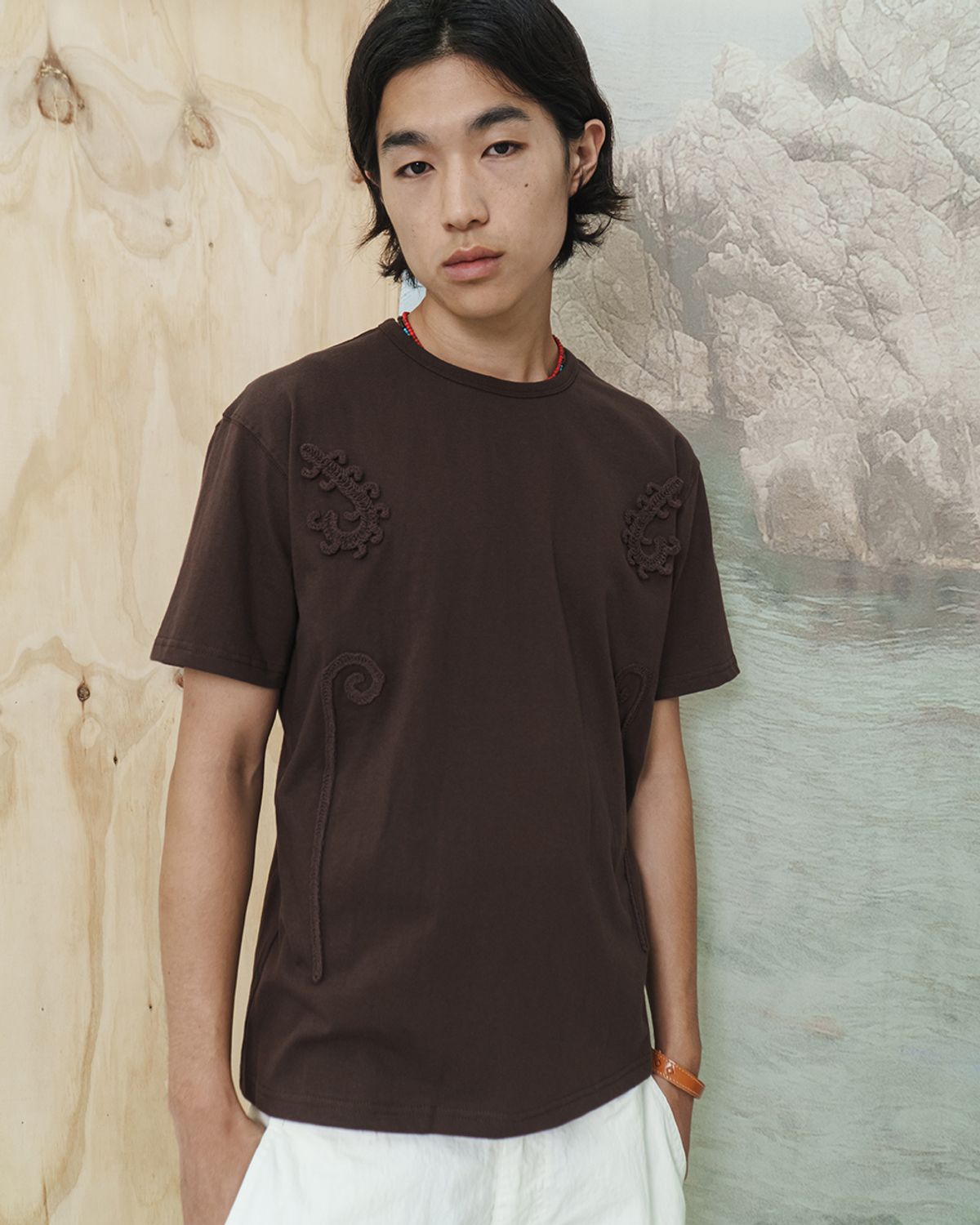 카락터(KARACTOR) Weaving stem T-shirts / Brown