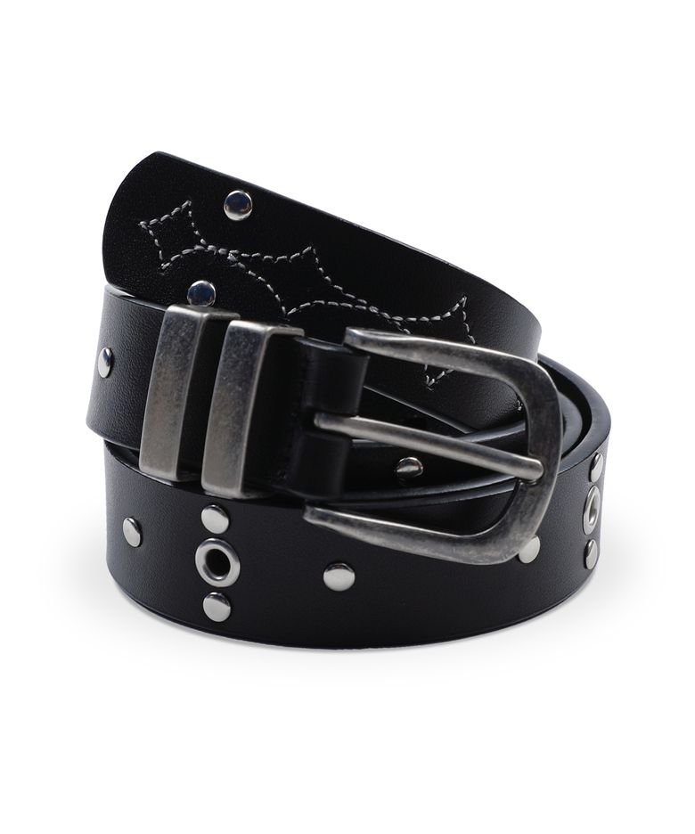 XTA115 크로스 스터드 레더 벨트 (BLACK)