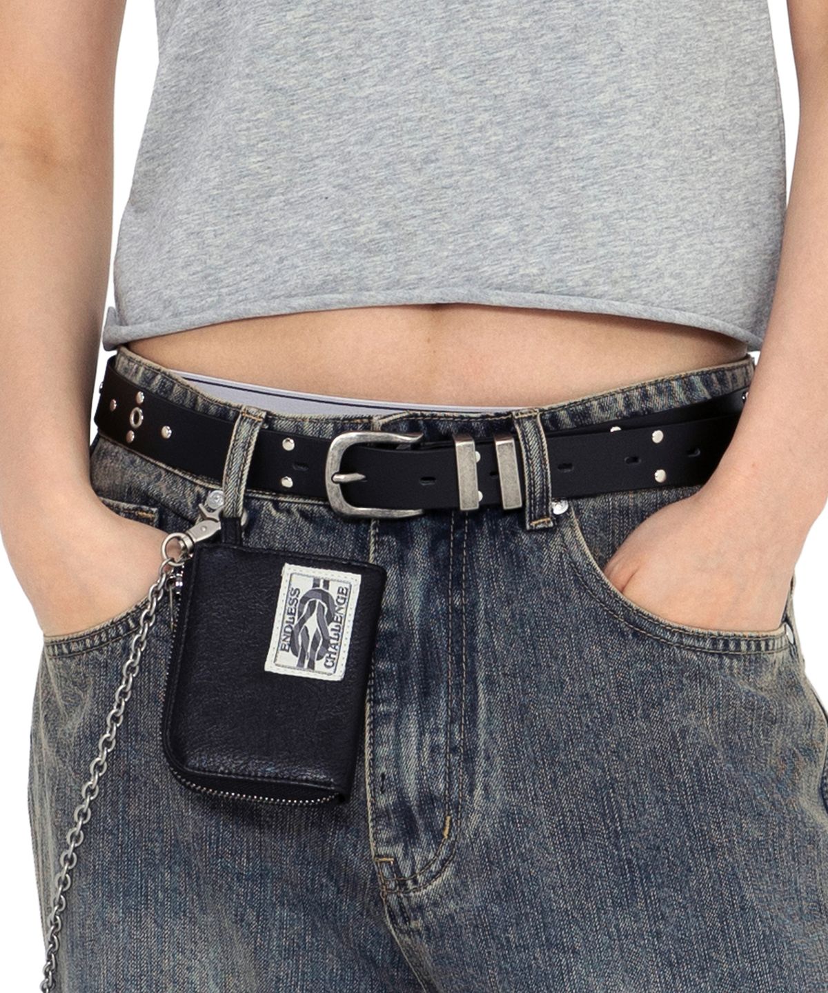엑스톤즈(XTONZ) XTA115 크로스 스터드 레더 벨트 (BLACK)