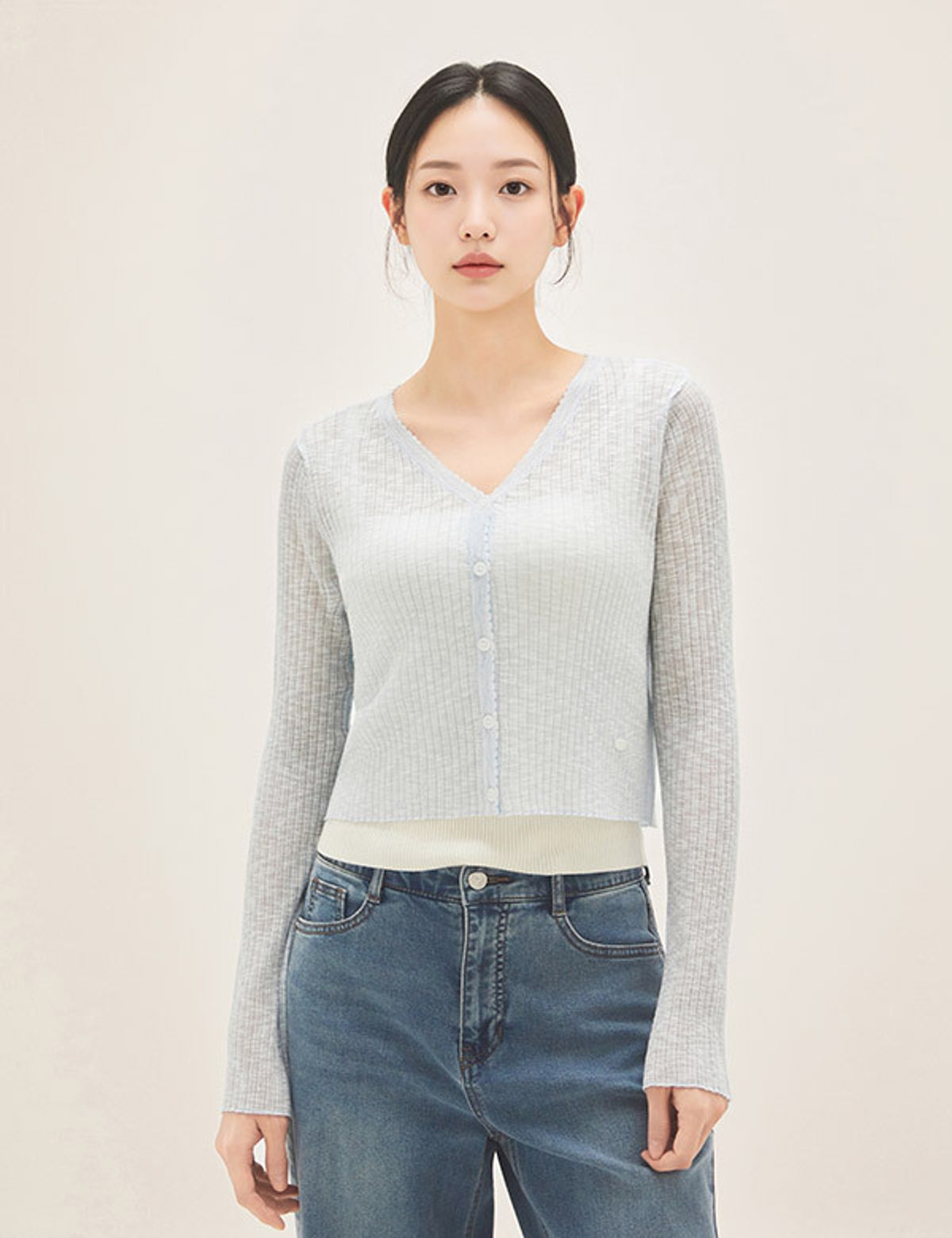로엠(ROEM) 시스루 긴팔 가디건 RMCKG26R14