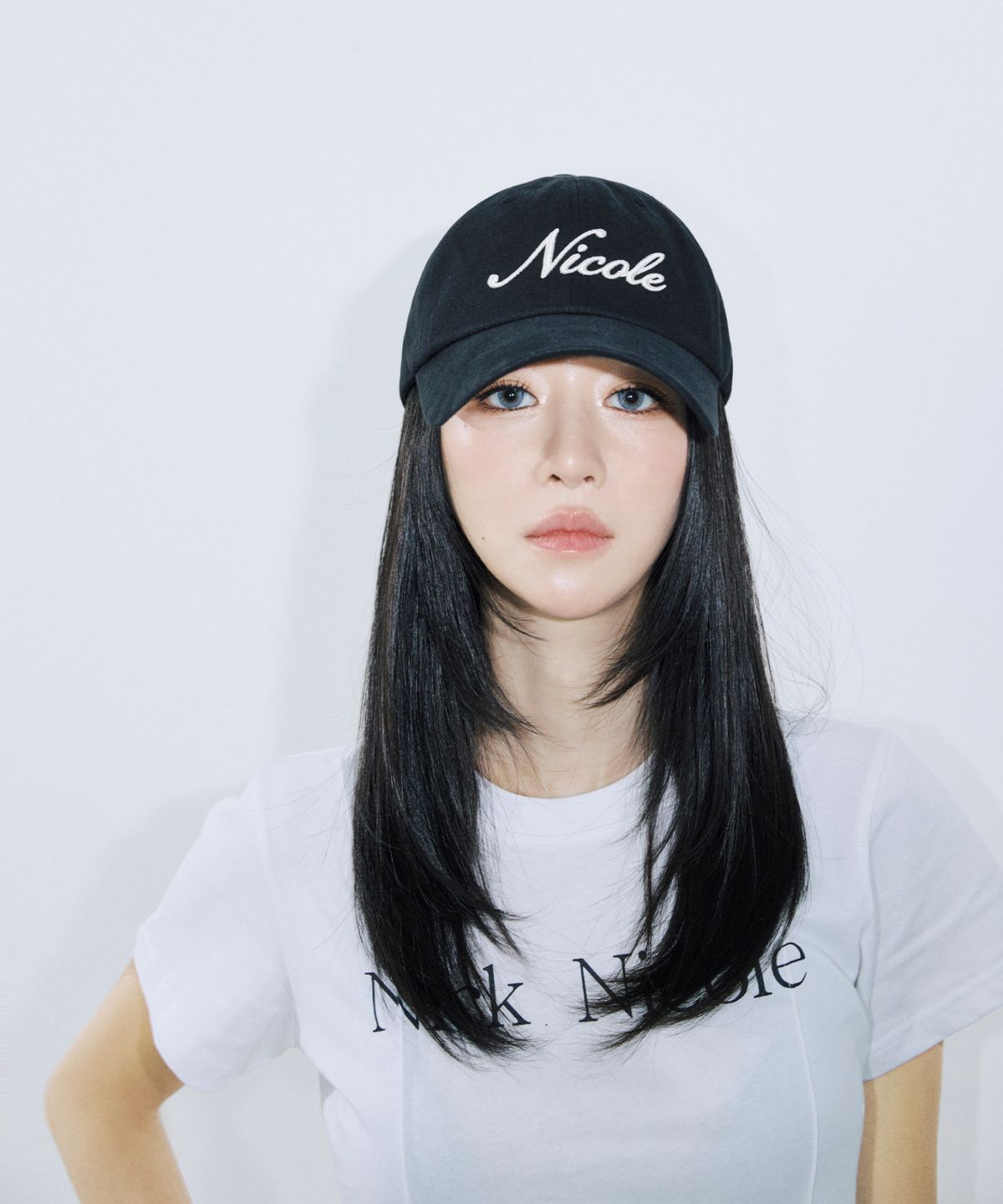 닉앤니콜(NICK&NICOLE) NICOLE LETTERING BALL CAP_BLACK