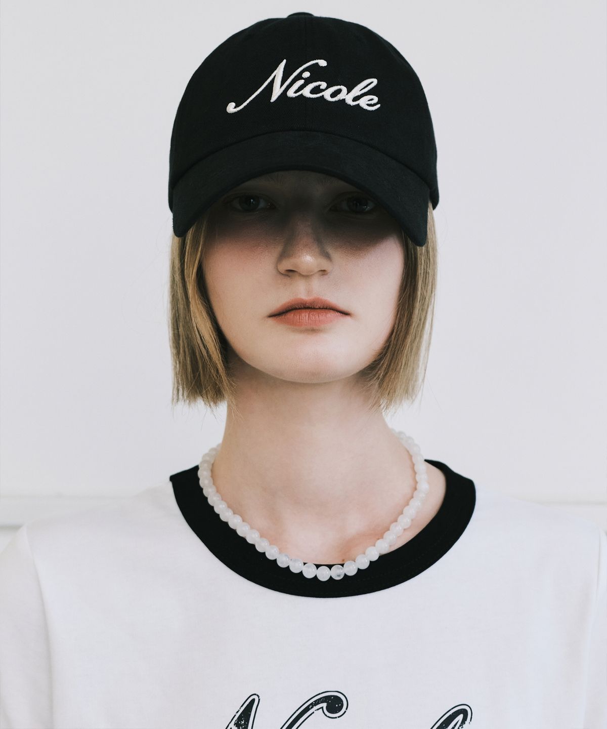 닉앤니콜(NICK&NICOLE) NICOLE LETTERING BALL CAP_BLACK