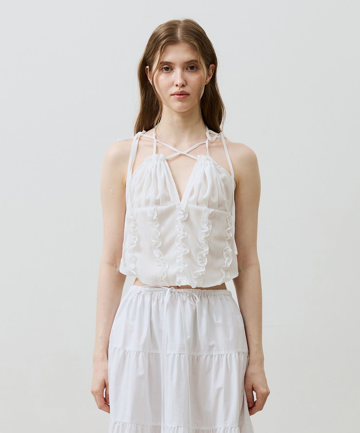 아리킴(ARIKIM) REVE CORSET SMOCKED TOP / WHITE
