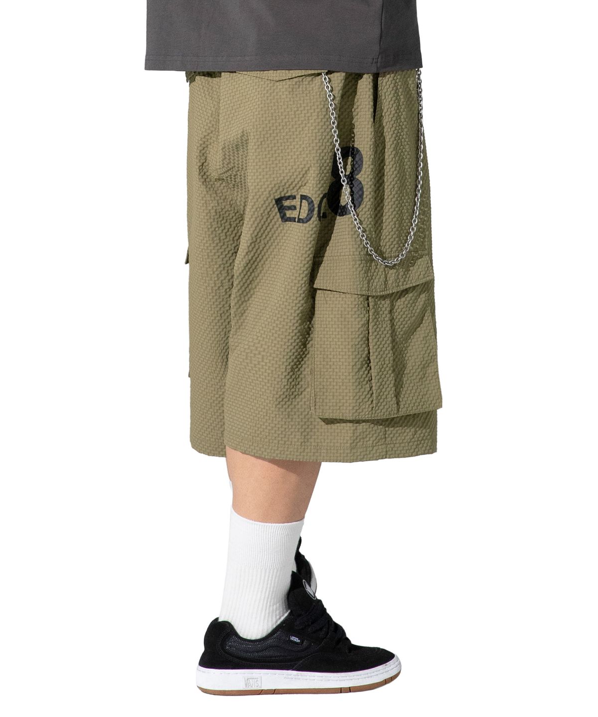 엑스톤즈(XTONZ) XP333 체크 링클 카고 버뮤다 팬츠 (KHAKI/BEIGE)