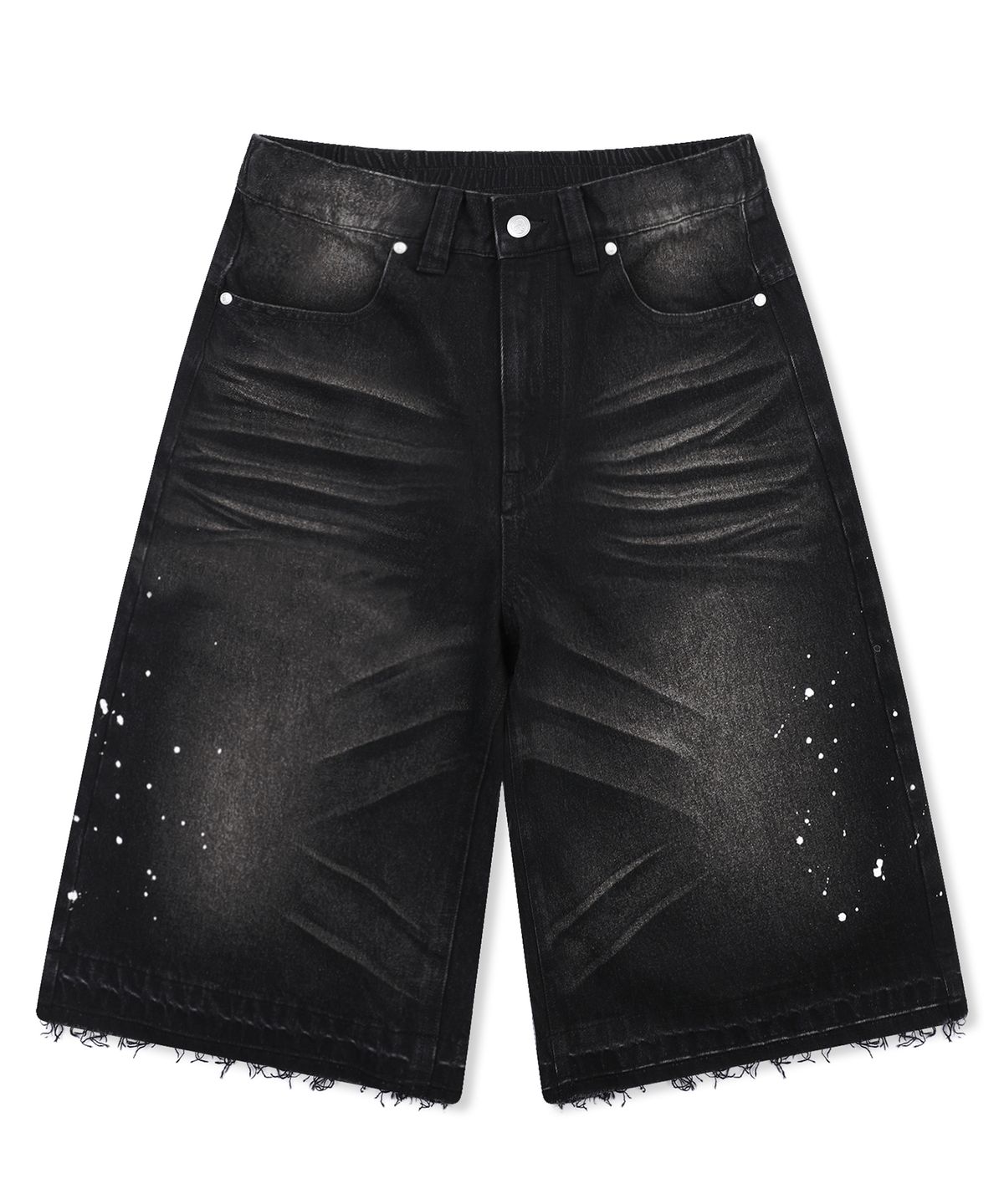 엑스톤즈(XTONZ) XP335 리페어 페인팅 버뮤다 데님 팬츠 (BLACK)