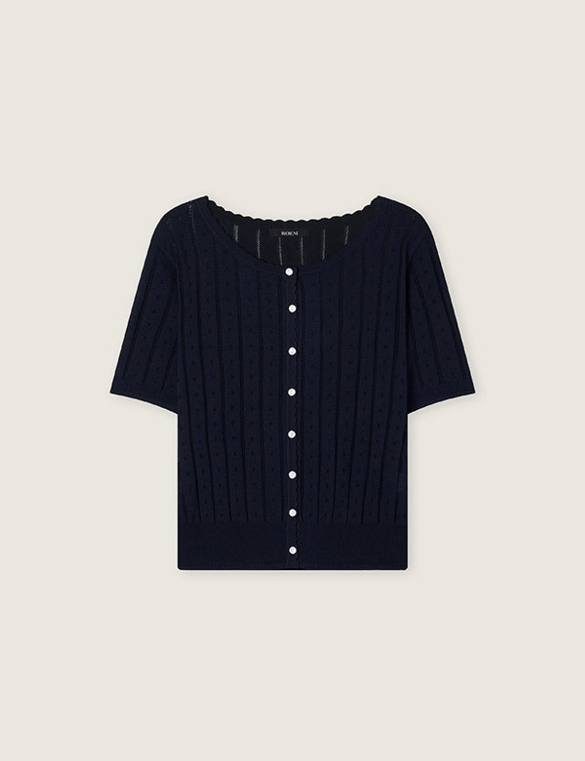 로엠(ROEM) 반팔 스칼럽 가디건 RMCKG26R13