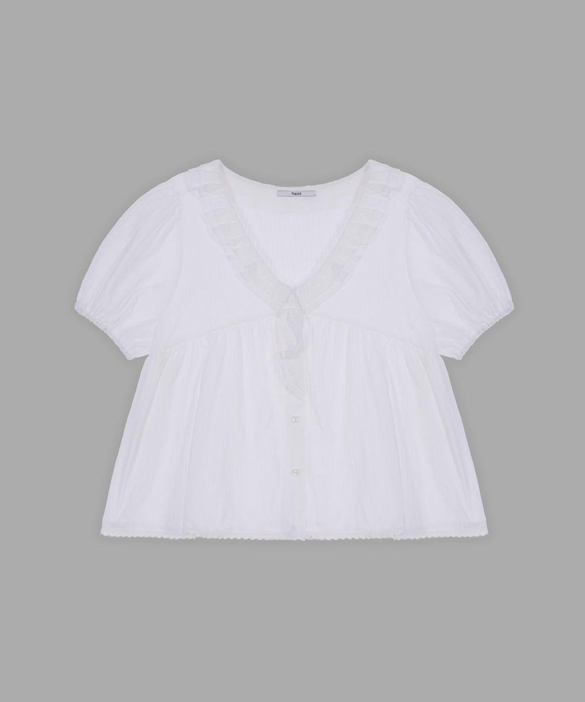 헤인트(HAINT) AIRY RUFFLE V NECK BLOUSE 2COL_IVORY