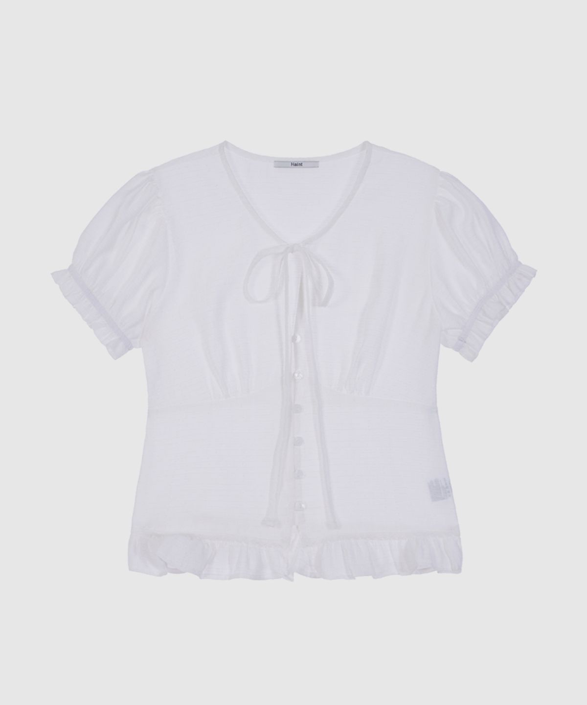 헤인트(HAINT) SIA SHEERING CROP TIE BLOUSE 2COL_IVORY