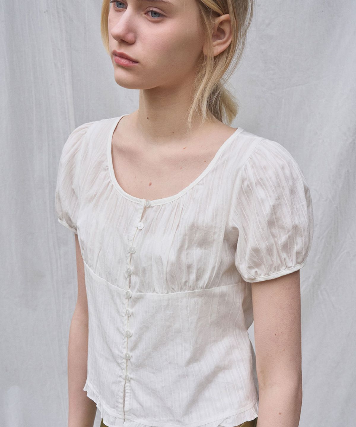 헤인트(HAINT) ELIO SHEERRING BLOUSE 2COL_IVORY