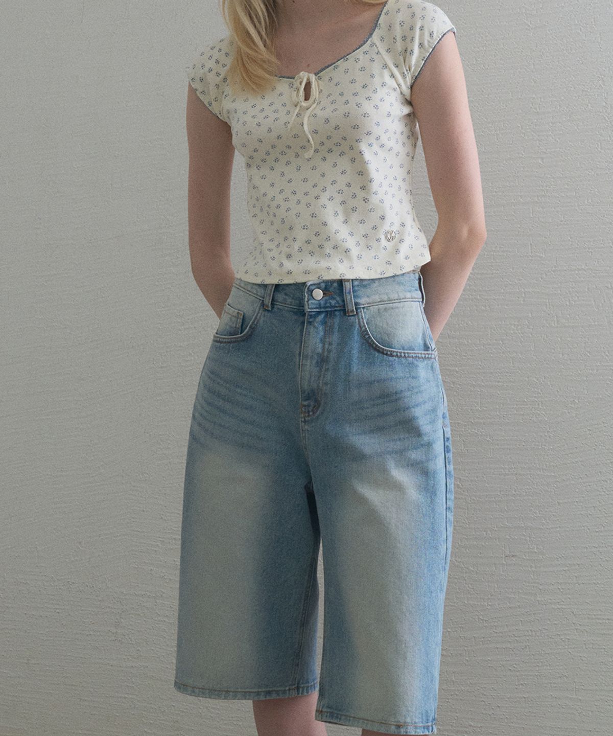 헤인트(HAINT) KAI WASHED BERMUDA DENIM PANTS_BLUE
