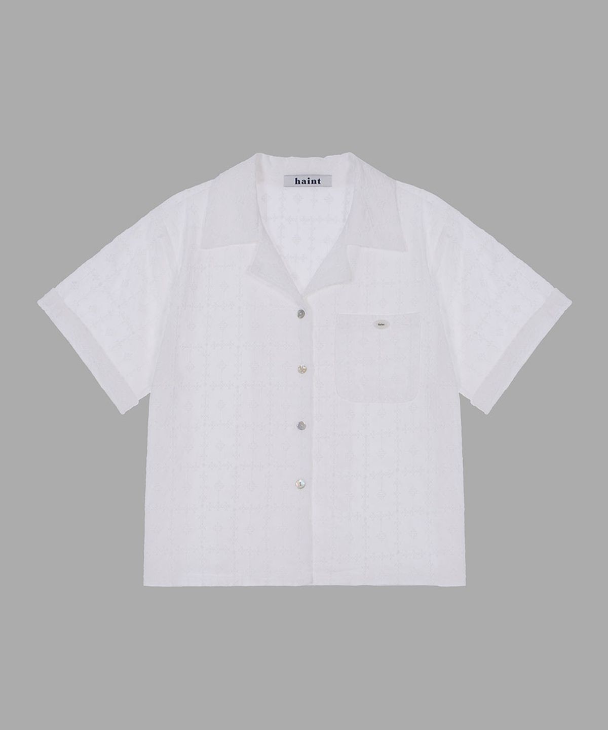 헤인트(HAINT) HALE PUNCHING OPEN COLLAR HALF SHIRT_IVORY