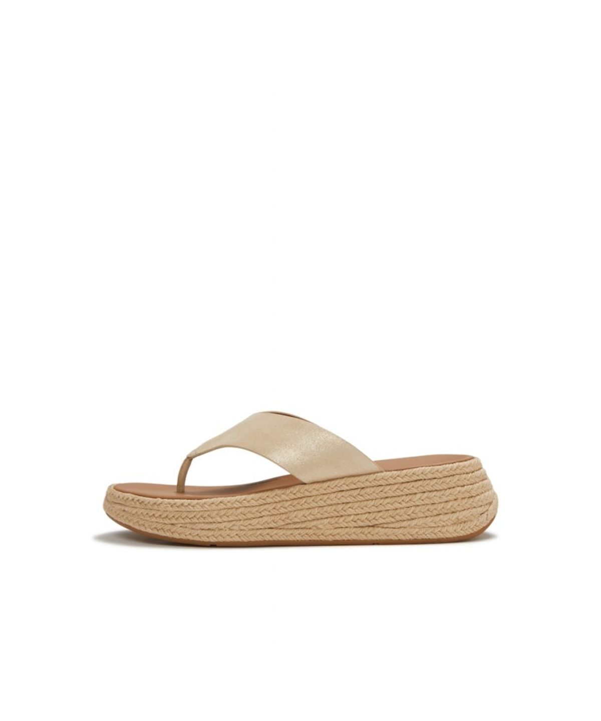핏플랍(FITFLOP) 여성 F모드 에스파드류 쉬머 스웨이드 토포스트 샌들 - 플라티노 (FT64K2T339)