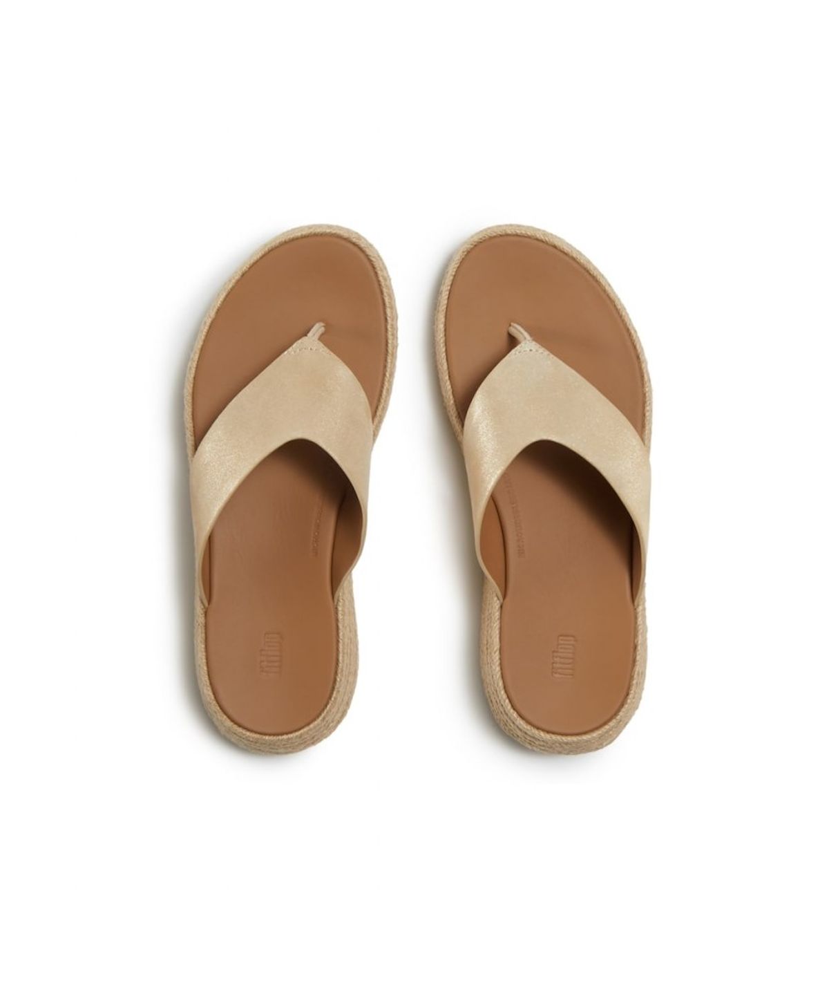 핏플랍(FITFLOP) 여성 F모드 에스파드류 쉬머 스웨이드 토포스트 샌들 - 플라티노 (FT64K2T339)