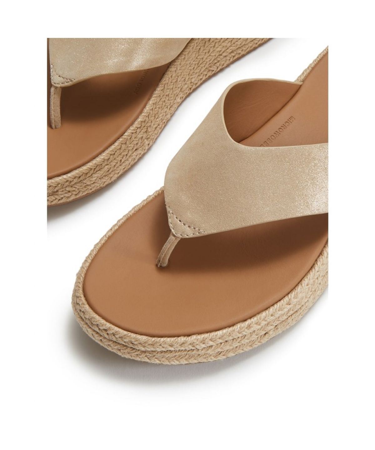 핏플랍(FITFLOP) 여성 F모드 에스파드류 쉬머 스웨이드 토포스트 샌들 - 플라티노 (FT64K2T339)