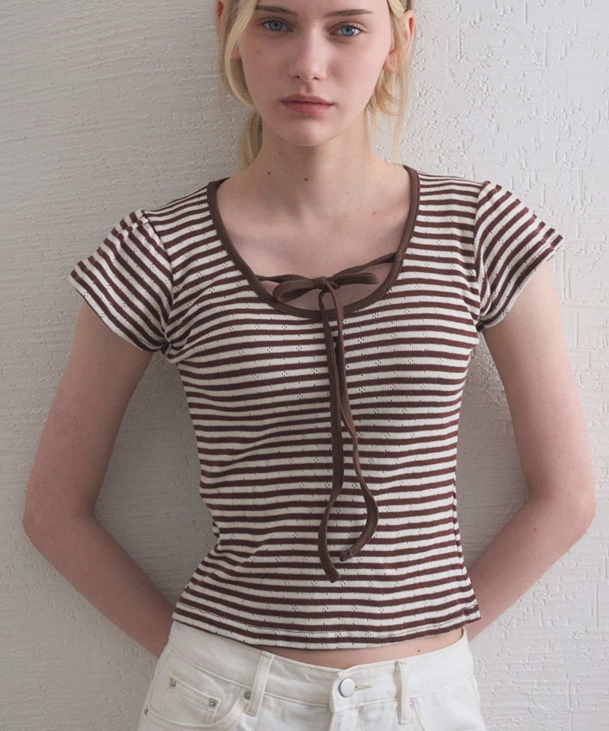 헤인트(HAINT) NOMA STRING STRIPE T SHIRT 2COL_BROWNGRAY