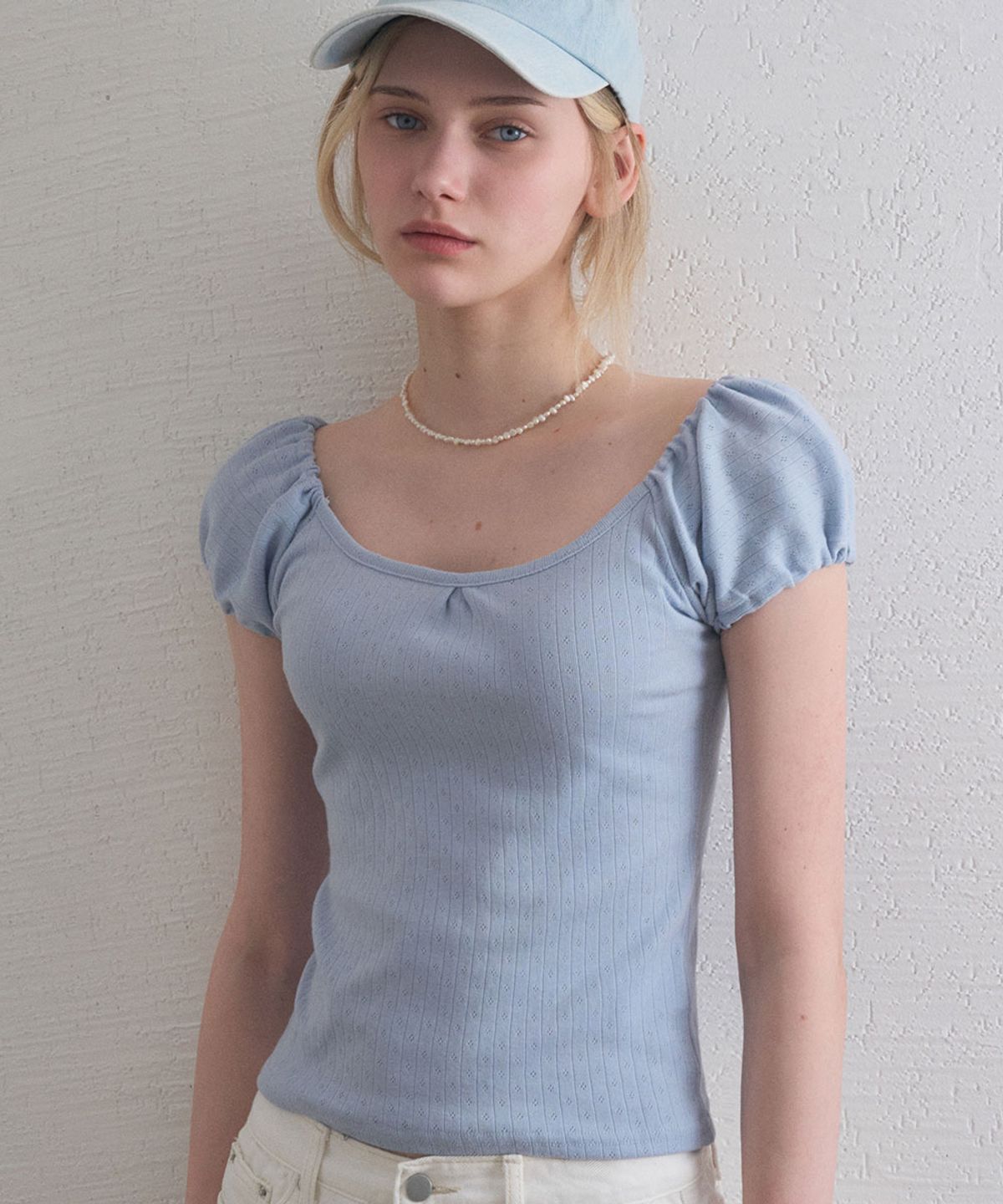 헤인트(HAINT) SOPHIE 2WAY SHIRRING TOP_3COL IVORY,LIGHT BLUE,RED