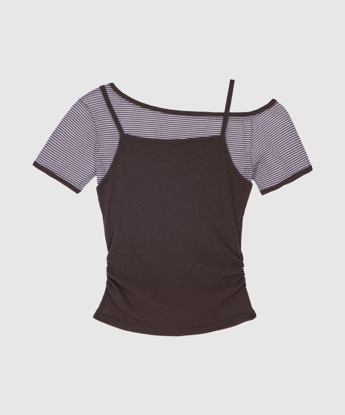 헤인트(HAINT) ZOY STRIPE LAYERED SET TOP_3COL BLACKBROWNBLUE