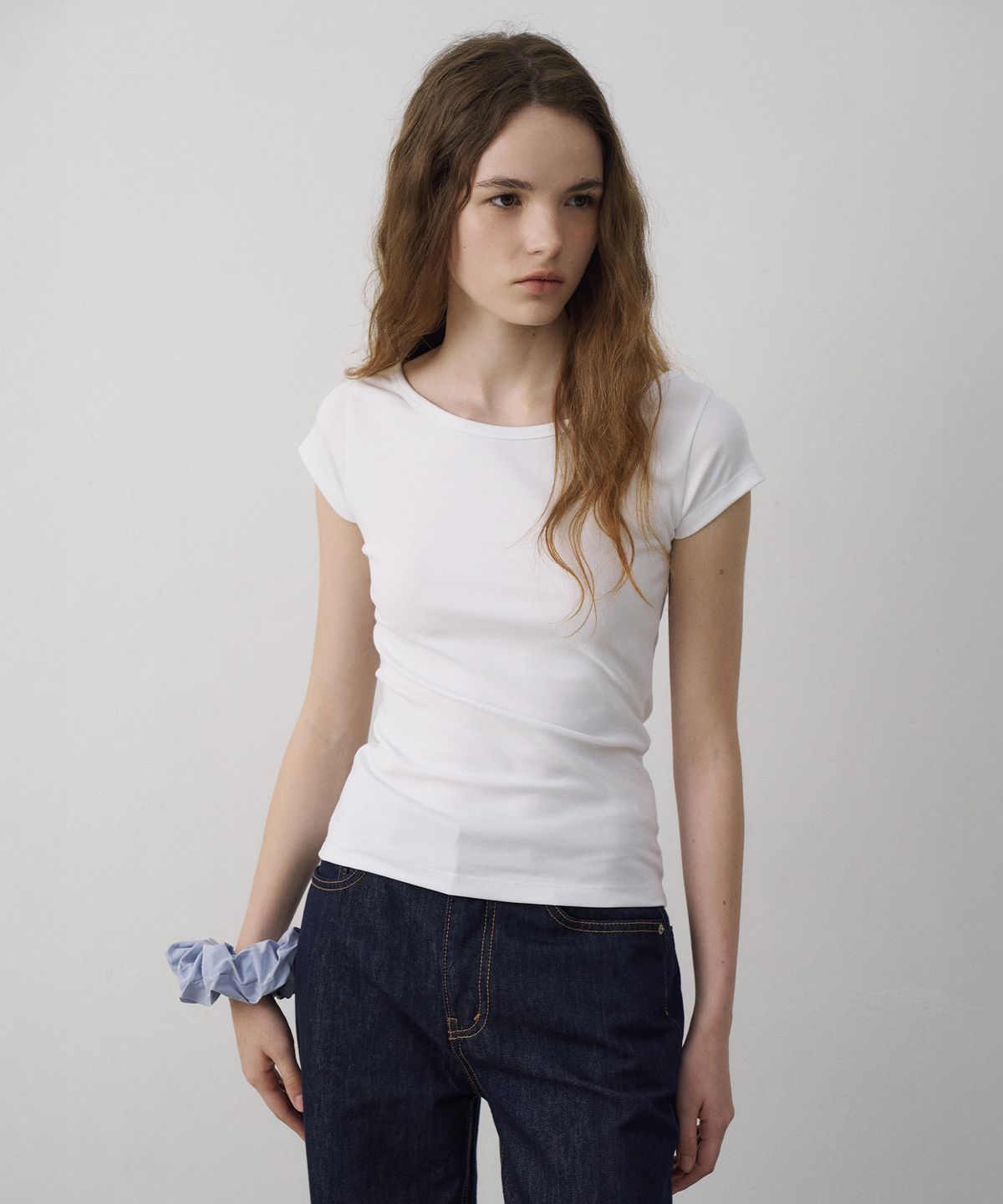 라메레이(LAMEREI) 90s Boat Neck Cap Sleeve T-Shirt[LMBFSUTT617]-6color