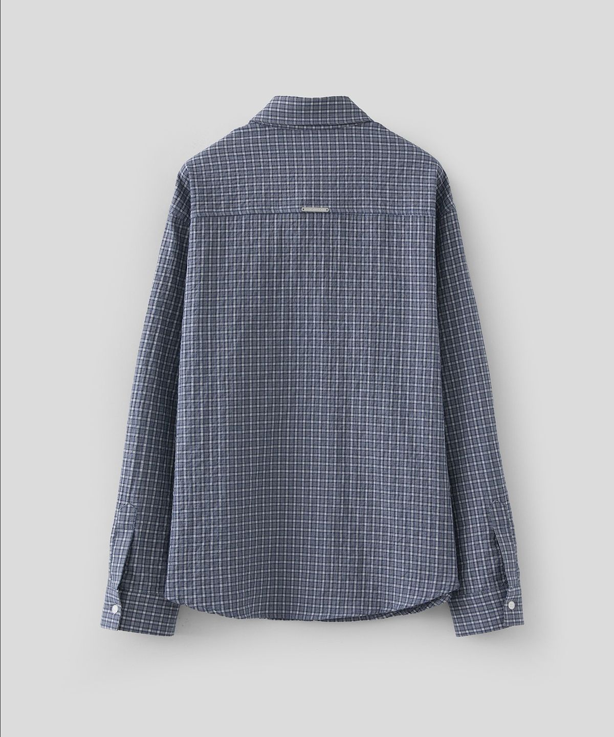 로우넬라인(LOW NELLINE) LORNA CHECKERED POCKET OVERSIZED SHIRT_NAVY