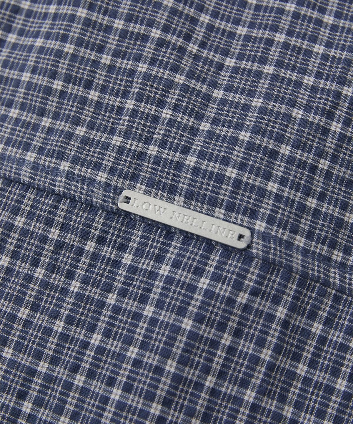 로우넬라인(LOW NELLINE) LORNA CHECKERED POCKET OVERSIZED SHIRT_NAVY
