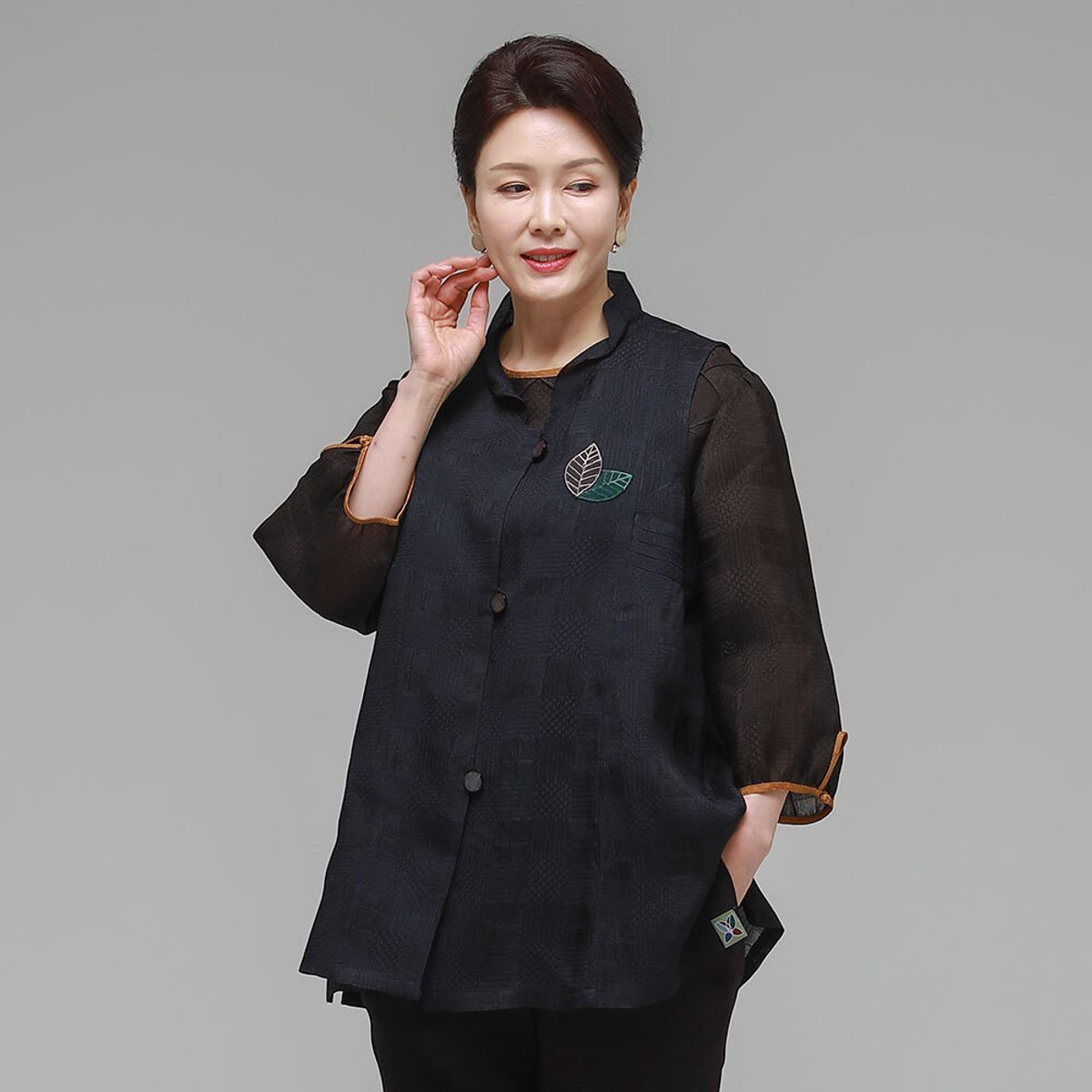하랑한복(HARANG HANBOK) 시원드리 여름 여성 인견 조끼 네이비