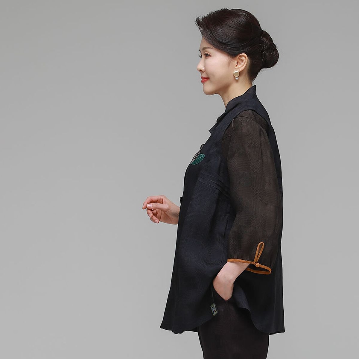 하랑한복(HARANG HANBOK) 시원드리 여름 여성 인견 조끼 네이비