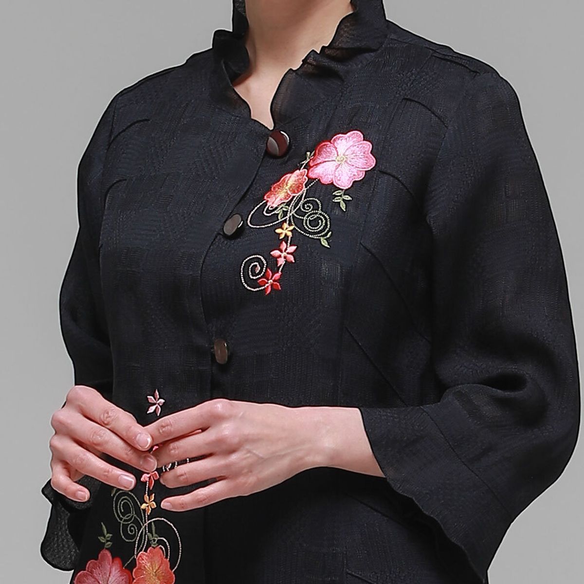 하랑한복(HARANG HANBOK) 애정드리 여름 여성 인견 자켓 네이비