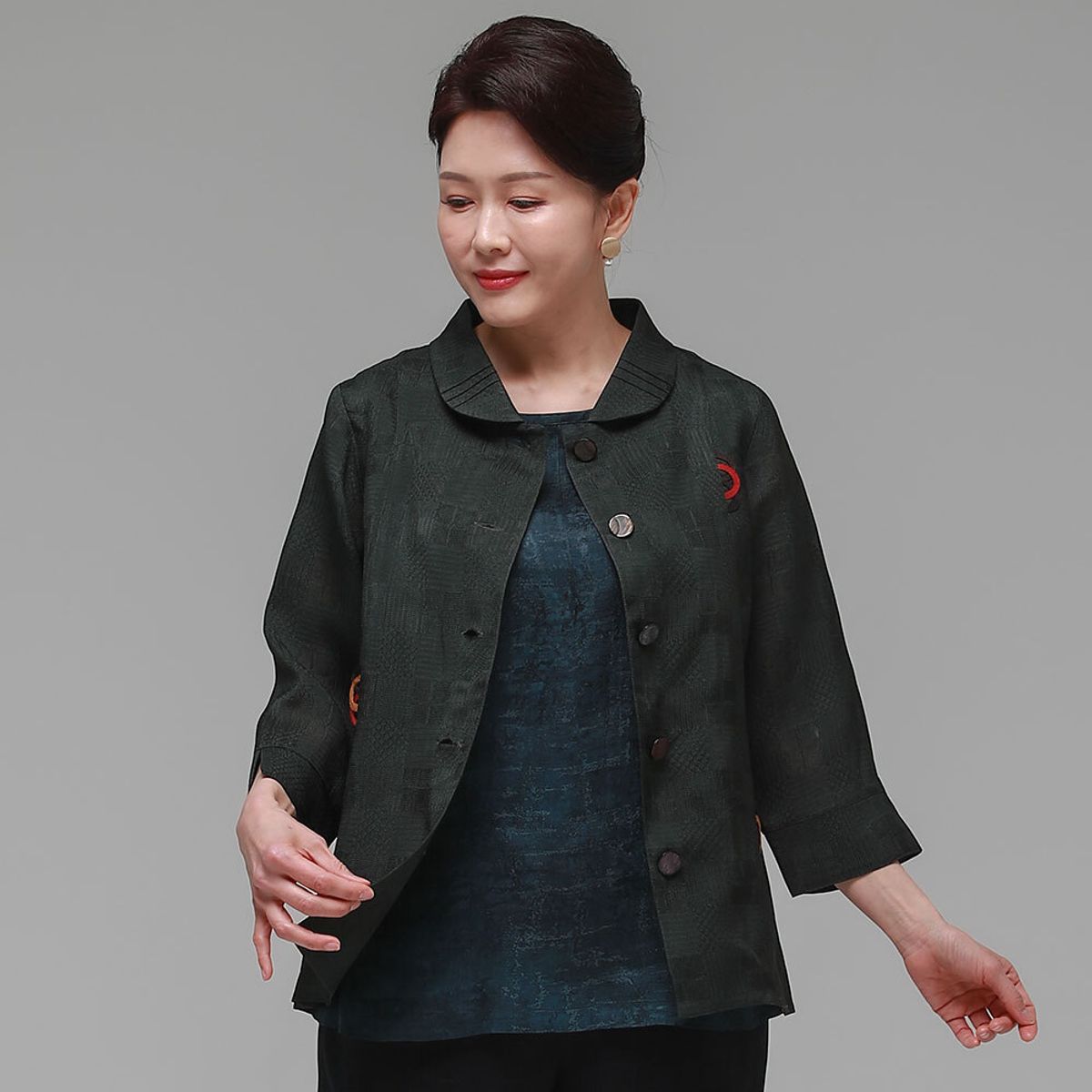하랑한복(HARANG HANBOK) 사모드리 여름 여성 인견 자켓 카키