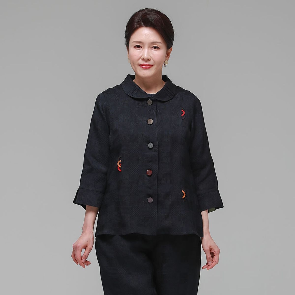 하랑한복(HARANG HANBOK) 사모드리 여름 여성 인견 자켓 네이비