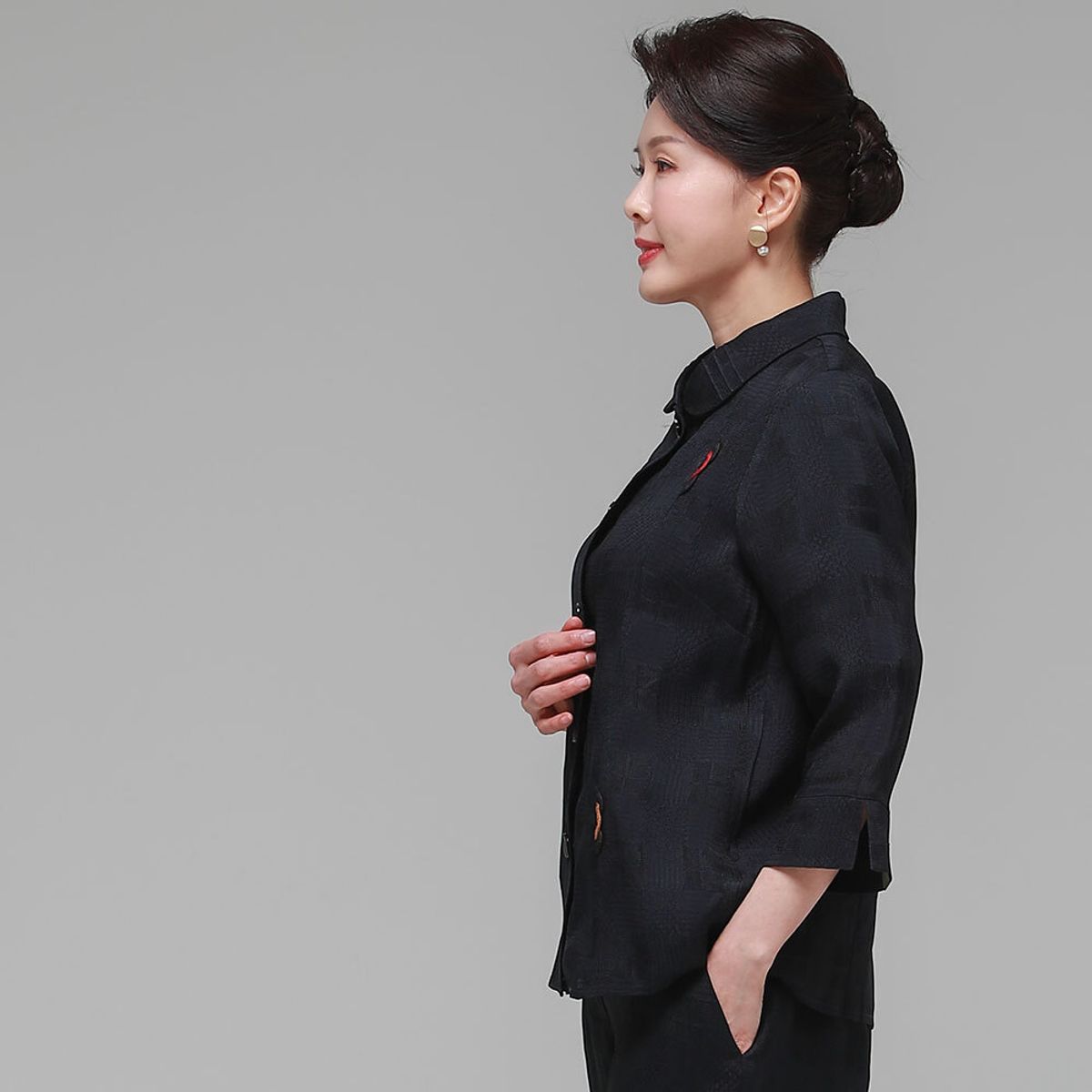 하랑한복(HARANG HANBOK) 사모드리 여름 여성 인견 자켓 네이비