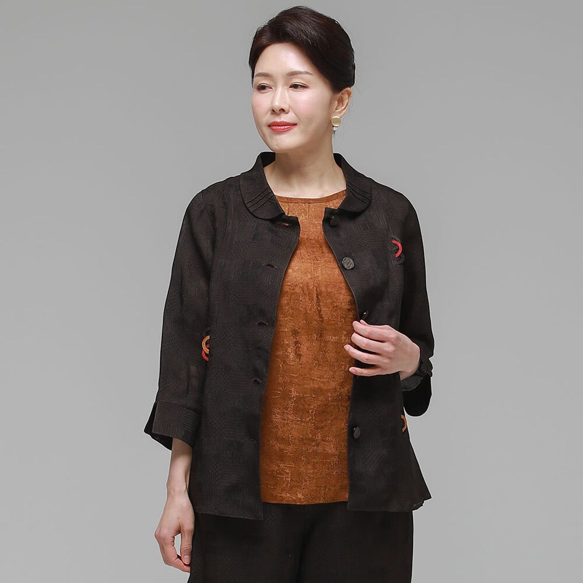 하랑한복(HARANG HANBOK) 사모드리 여름 여성 인견 자켓 브라운