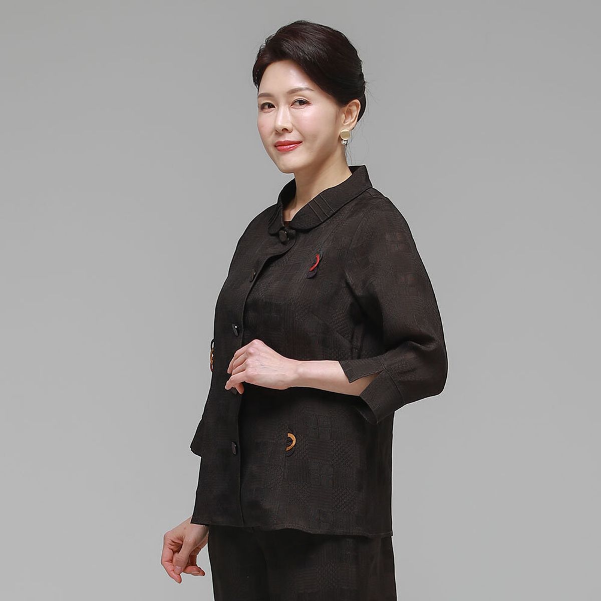 하랑한복(HARANG HANBOK) 사모드리 여름 여성 인견 자켓 브라운
