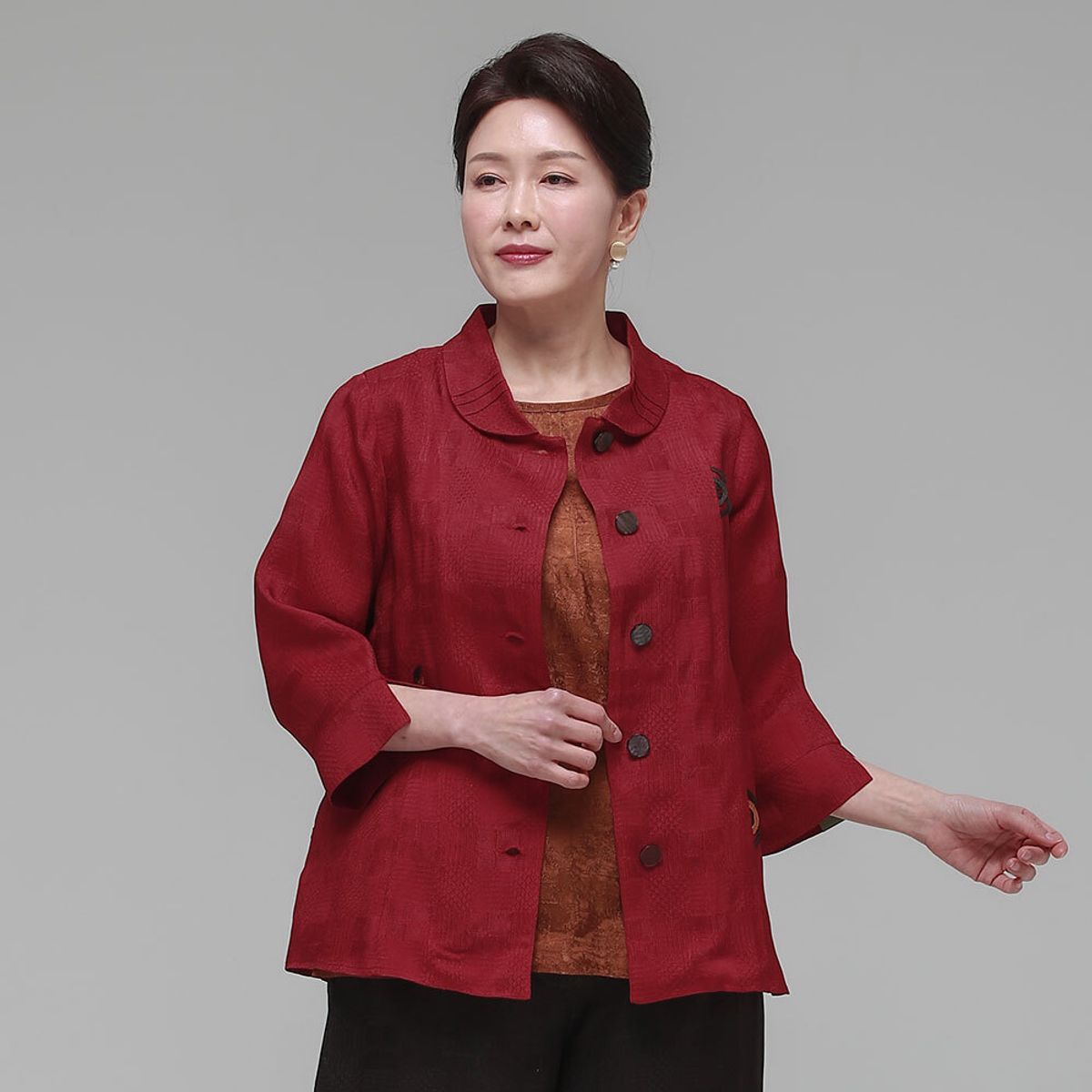 하랑한복(HARANG HANBOK) 사모드리 여름 여성 인견 자켓 레드