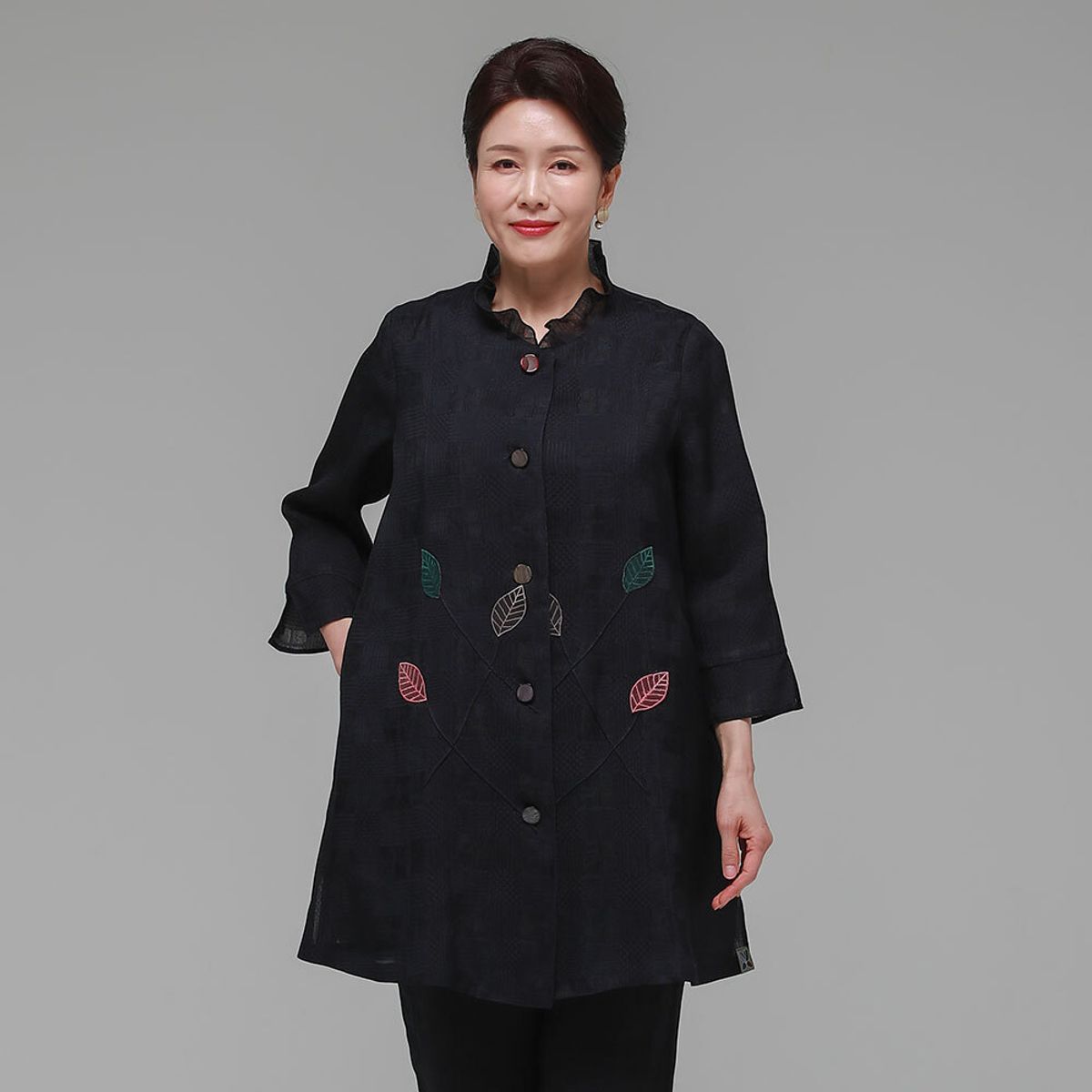 하랑한복(HARANG HANBOK) 행복드리 여름 여성 인견 자켓 네이비