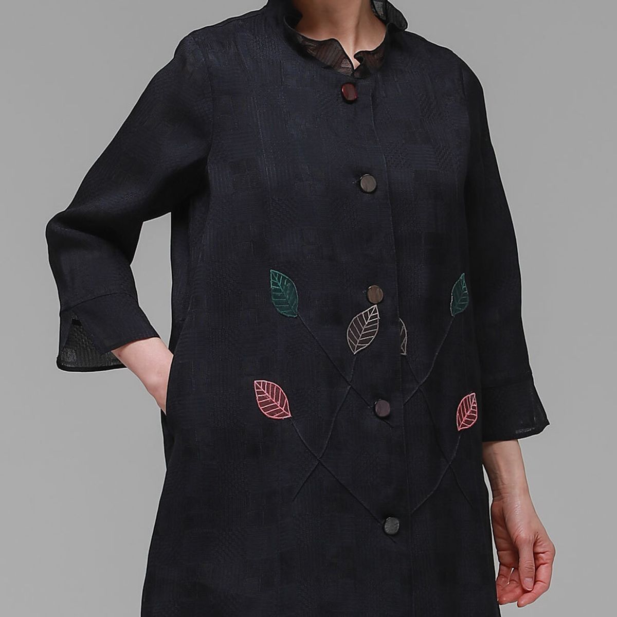 하랑한복(HARANG HANBOK) 행복드리 여름 여성 인견 자켓 네이비