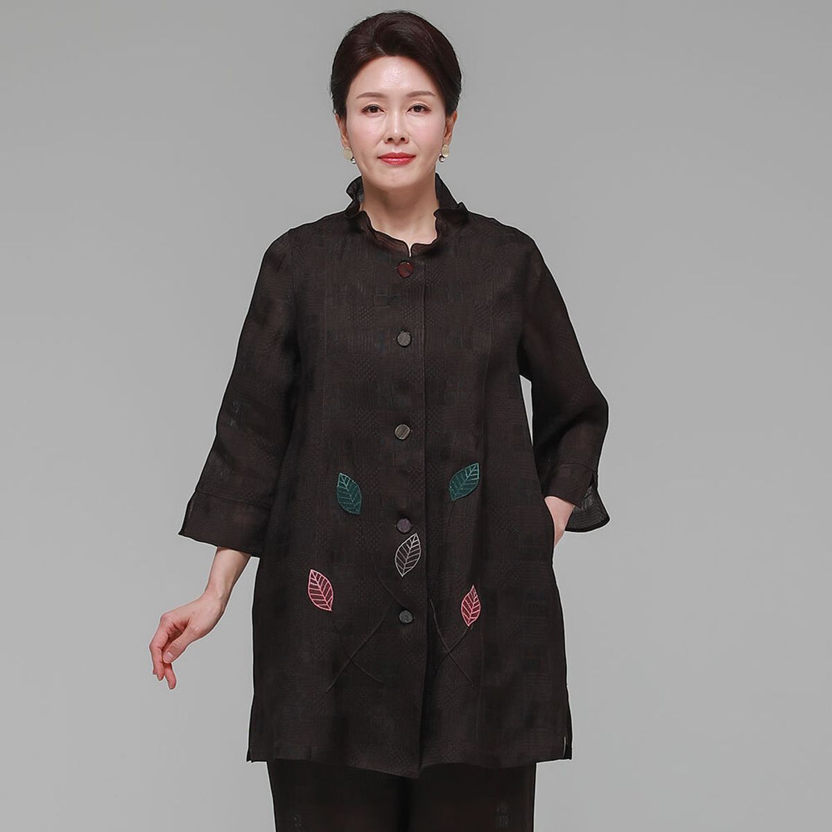 하랑한복(HARANG HANBOK) 행복드리 여름 여성 인견 자켓 브라운