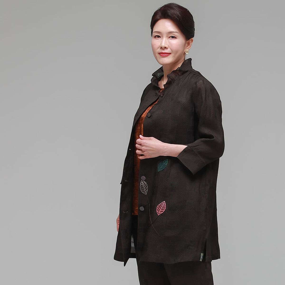 하랑한복(HARANG HANBOK) 행복드리 여름 여성 인견 자켓 브라운
