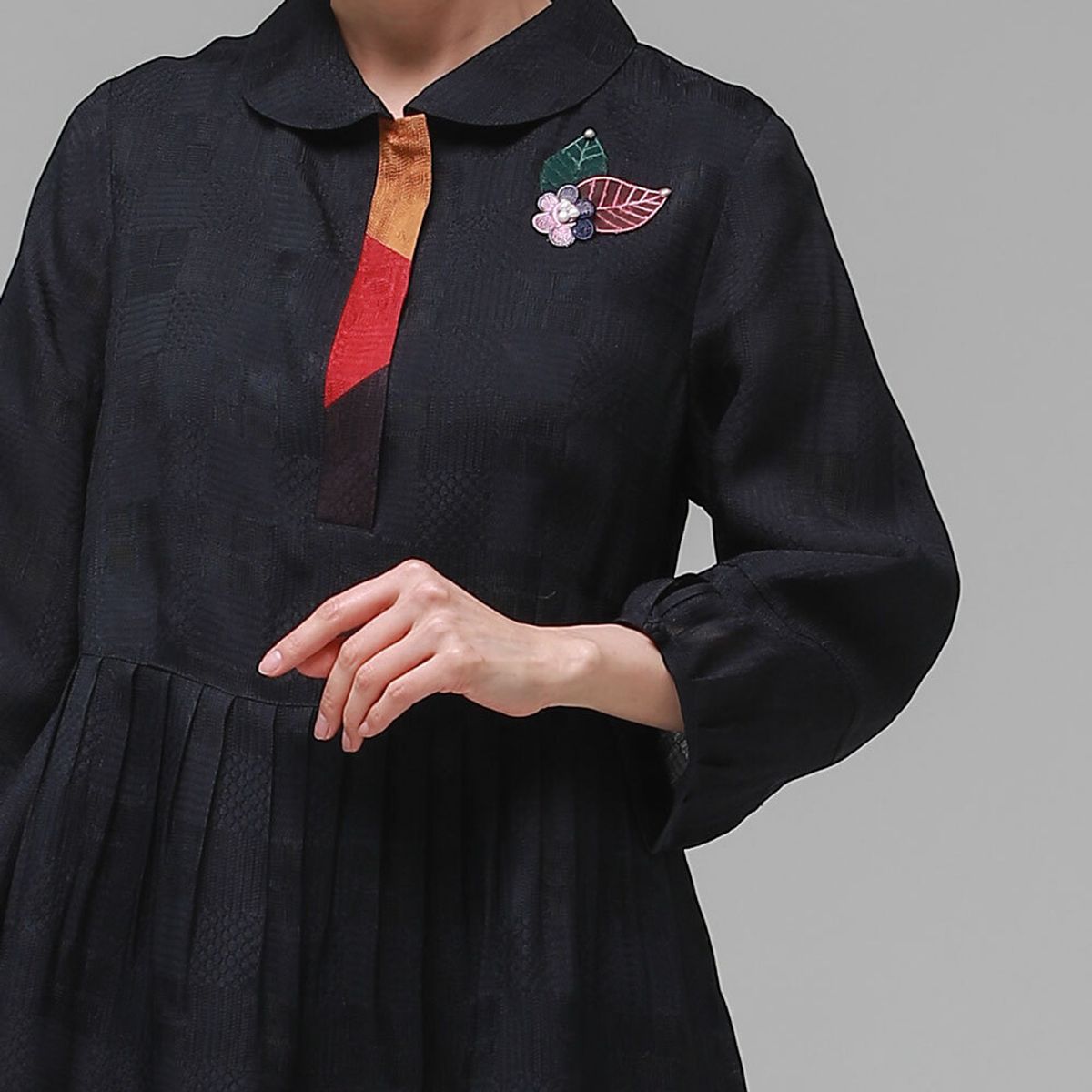 하랑한복(HARANG HANBOK) 정갈드리 여름 여성 인견 원피스 네이비