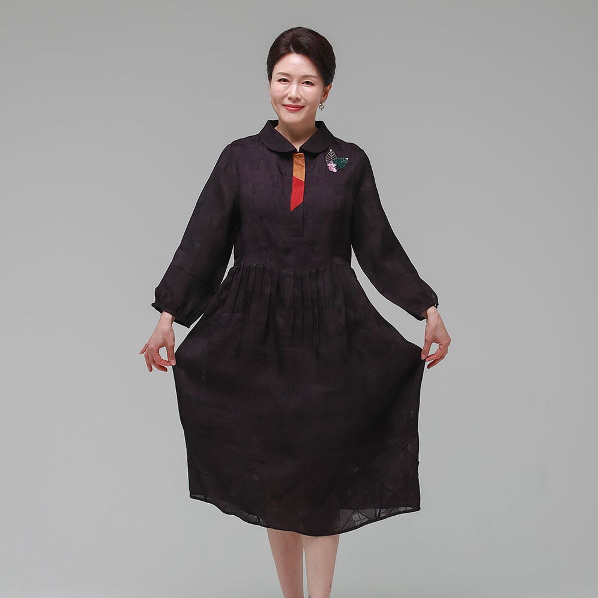 하랑한복(HARANG HANBOK) 정갈드리 여름 여성 인견 원피스 보라