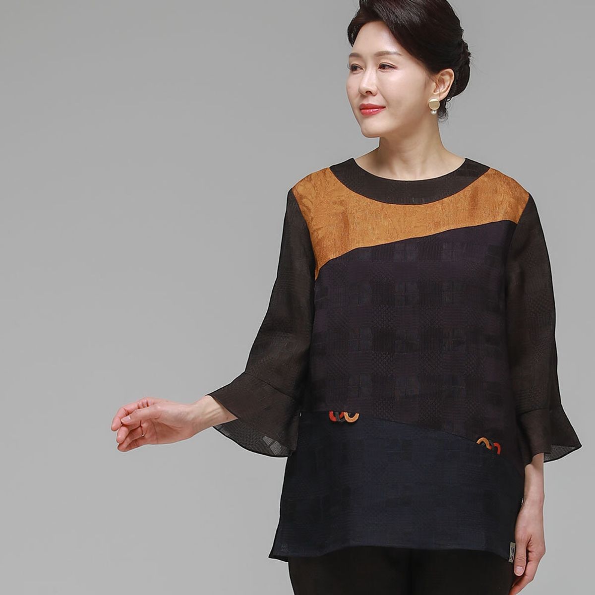 하랑한복(HARANG HANBOK) 마루드리 여름 여성 인견 블라우스 브라운