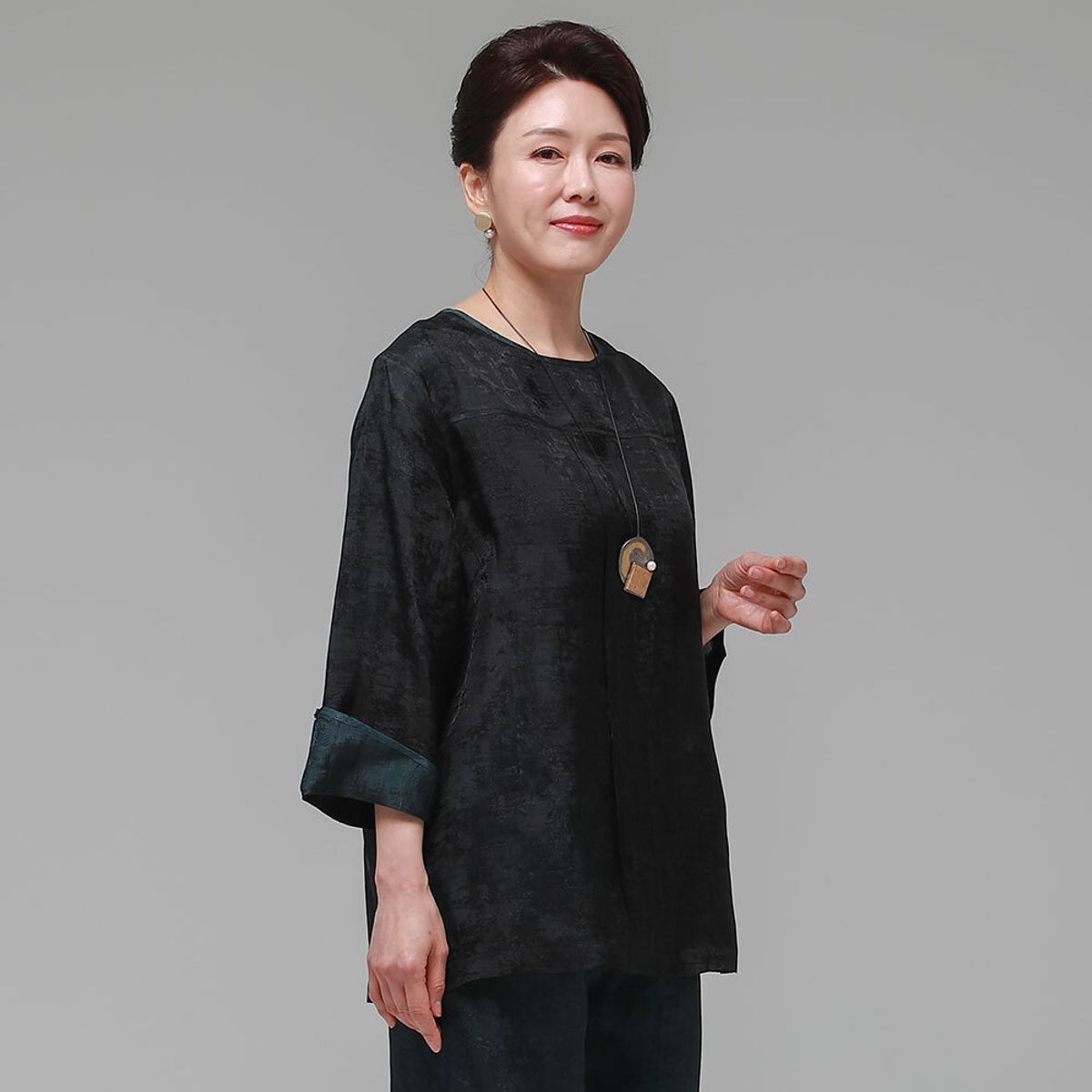 하랑한복(HARANG HANBOK) 바람드리 여름 여성 인견 블라우스 먹색