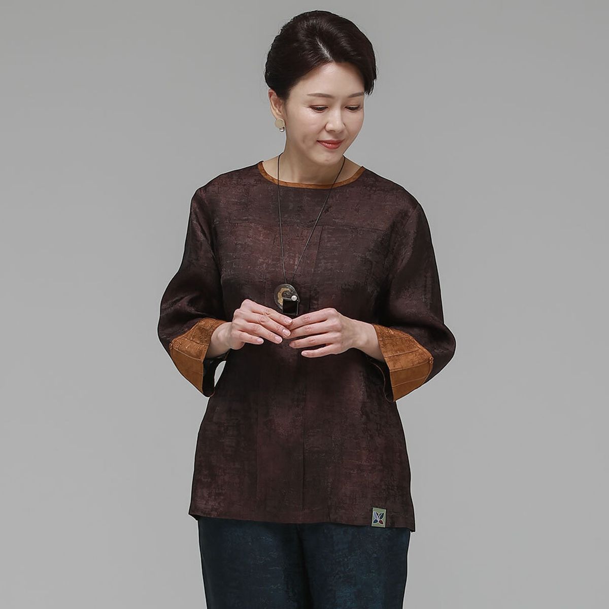 하랑한복(HARANG HANBOK) 바람드리 여름 여성 인견 블라우스 브라운