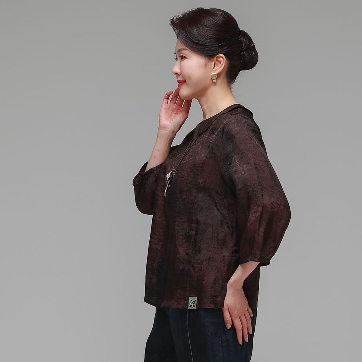 하랑한복(HARANG HANBOK) 소담드리 여름 여성 인견 블라우스 브라운