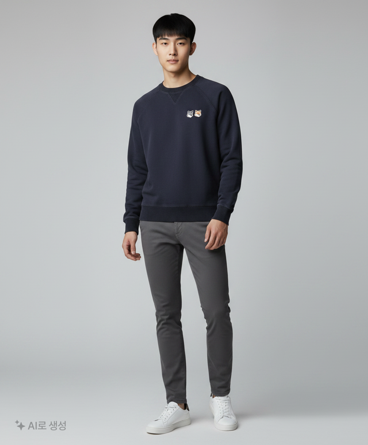 메종 키츠네(MAISON KITSUNE) 더블 폭스헤드 스웨트셔츠 FM00358KM0002 P195 BLACK M
