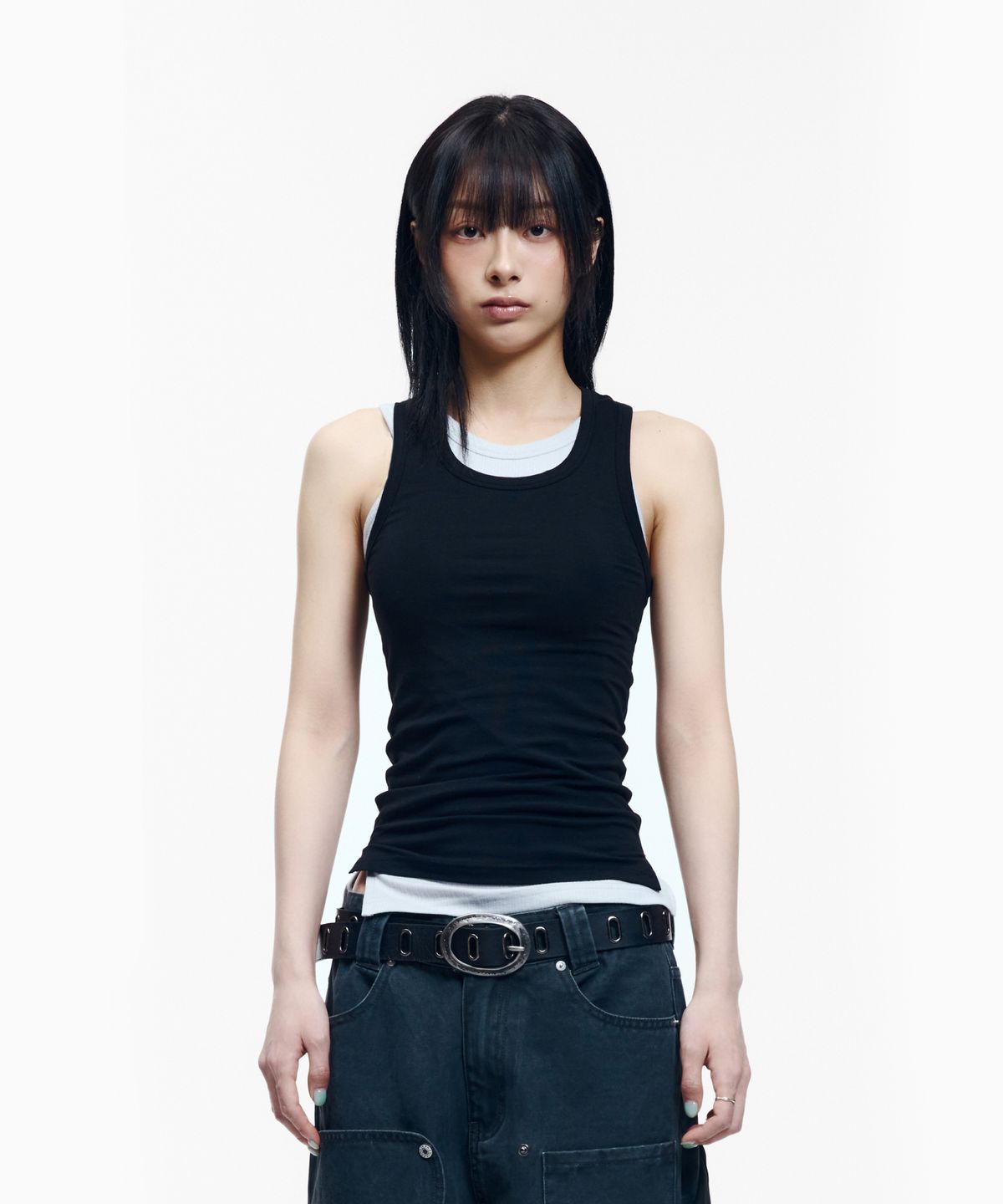 아캄(AAKAM) 2-Piece Layered Sleeveless (Black)