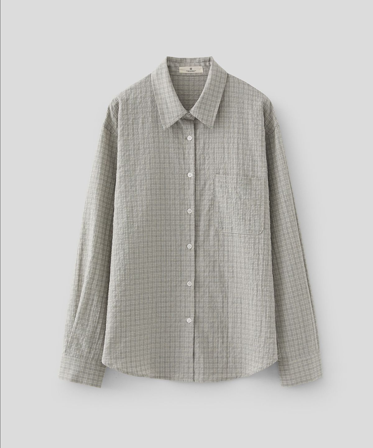 로우넬라인(LOW NELLINE) LORNA CHECKERED POCKET OVERSIZED SHIRT_BAIGE