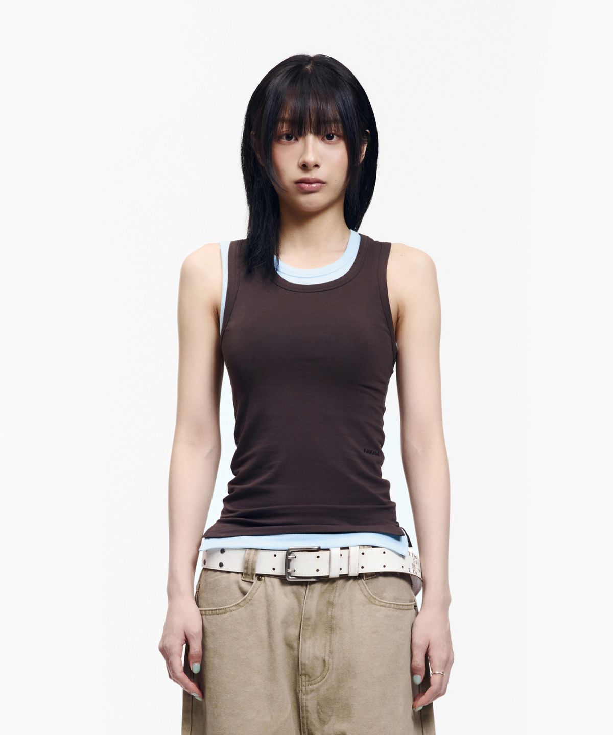 아캄(AAKAM) 2-Piece Layered Sleeveless (Brown)